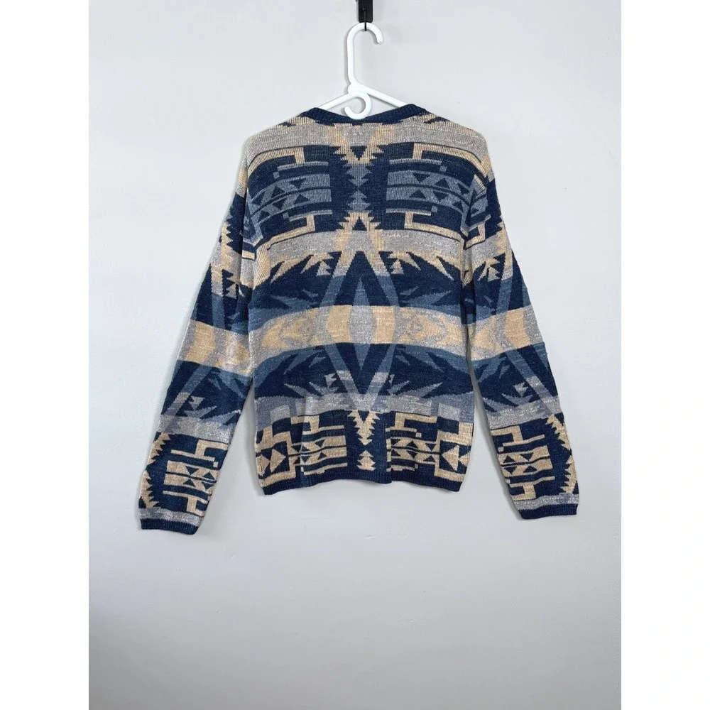 Denim & Supply Ralph Lauren Henley Sweater L Blue Southwestern Cotton Heritage